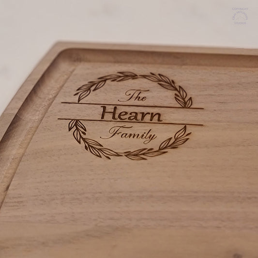 Personalized Engraved Wreath Cutting Board